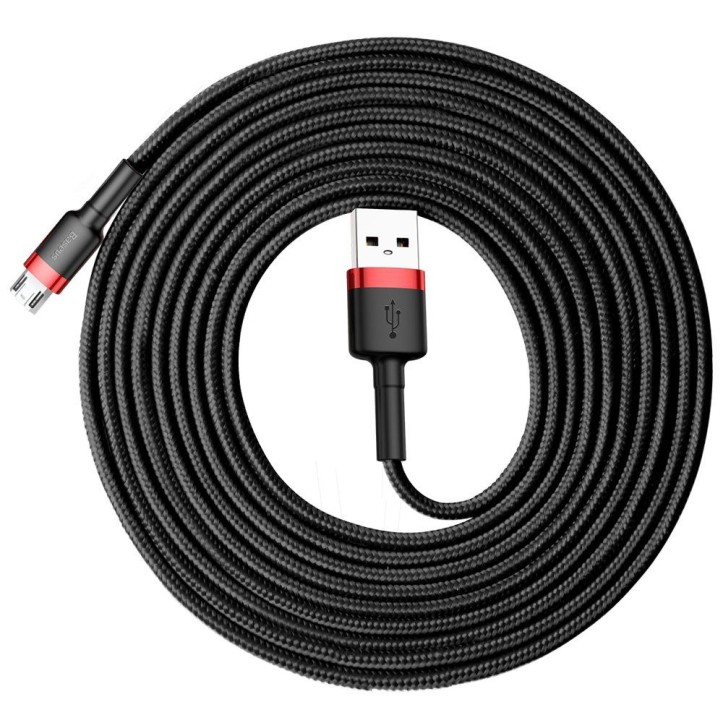Kabel Nylonowy Baseus Cafule Micro-USB 2A czarny/czerwony