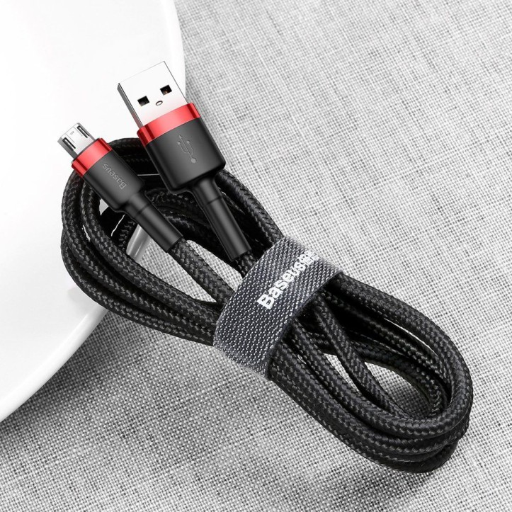 Kabel Nylonowy Baseus Cafule Micro-USB 2A czarny/czerwony