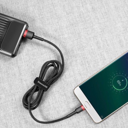 Kabel Nylonowy Baseus Cafule Micro-USB 2A czarny/czerwony