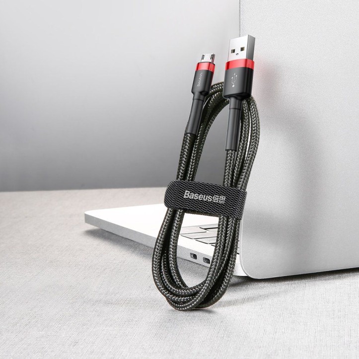 Kabel Nylonowy Baseus Cafule Micro-USB 2A czarny/czerwony