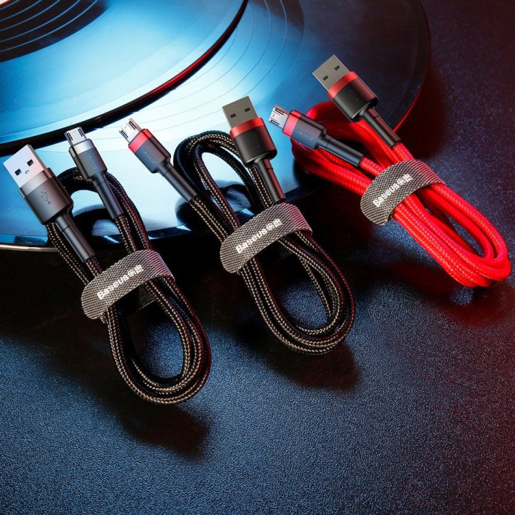Kabel Nylonowy Baseus Cafule Micro-USB 2A czarny/czerwony
