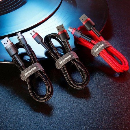 Kabel Nylonowy Baseus Cafule Micro-USB 2A czarny/czerwony
