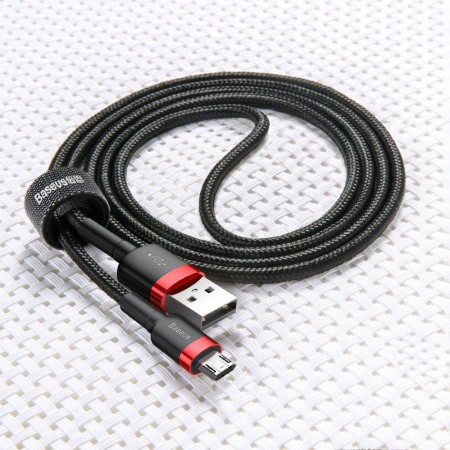 Kabel Nylonowy Baseus Cafule Micro-USB 2A czarny/czerwony