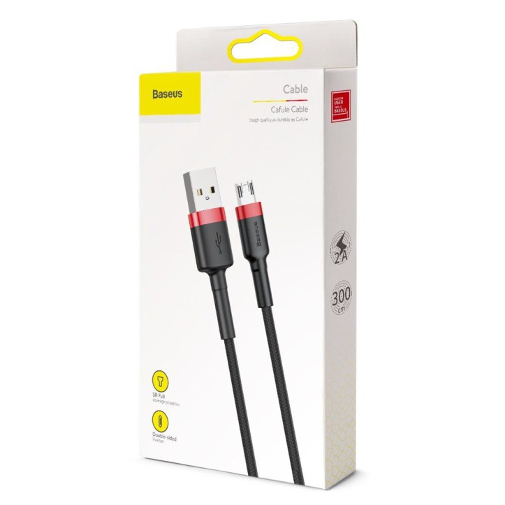 Kabel Nylonowy Baseus Cafule Micro-USB 2A czarny/czerwony