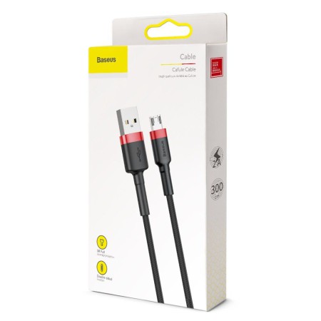 Kabel Nylonowy Baseus Cafule Micro-USB 2A czarny/czerwony