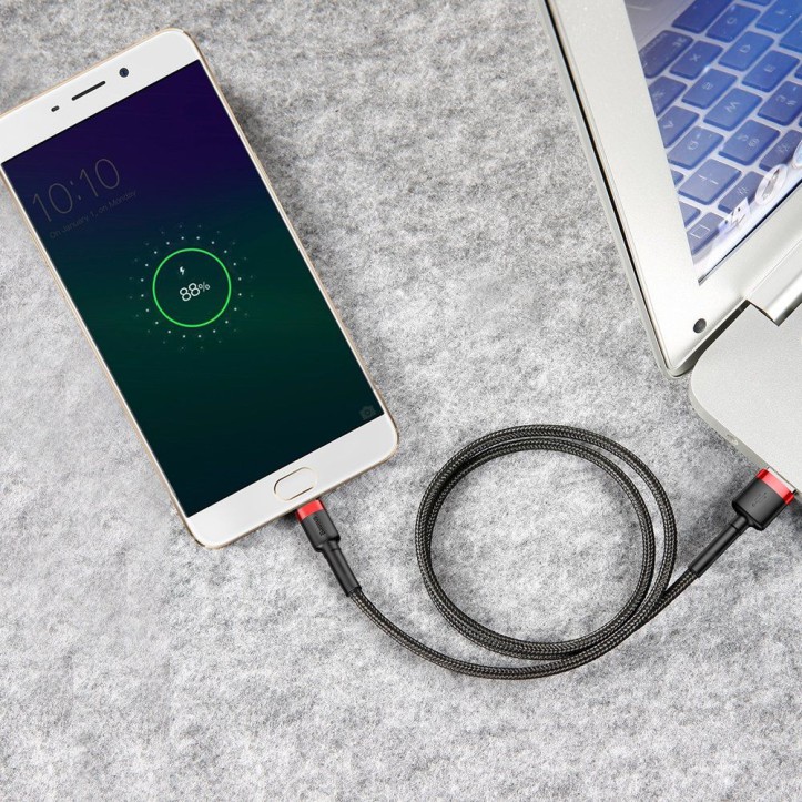 Kabel Nylonowy Baseus Cafule Micro-USB 2A czarny/czerwony