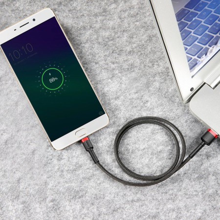 Kabel Nylonowy Baseus Cafule Micro-USB 2A czarny/czerwony