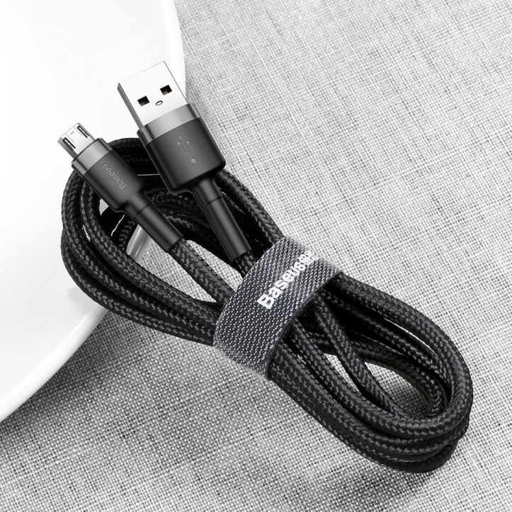 Kabel Nylonowy Baseus Cafule Micro-USB 2A czarny/szary