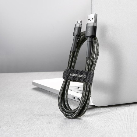 Kabel Nylonowy Baseus Cafule Micro-USB 2A czarny/szary
