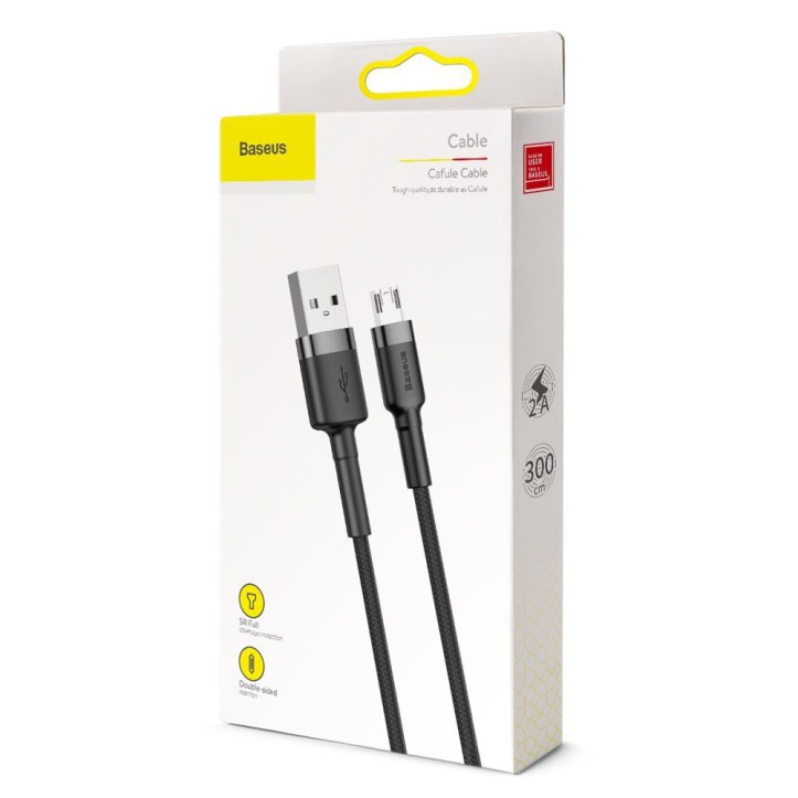 Kabel Nylonowy Baseus Cafule Micro-USB 2A czarny/szary