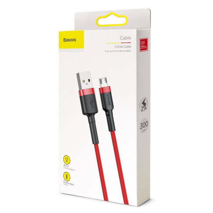 Kabel Nylonowy Baseus Cafule Micro-USB 2A czerwony