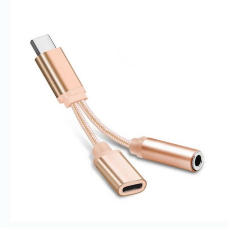 Adapter przejściówka 2w1 kabel usb-c mini jack