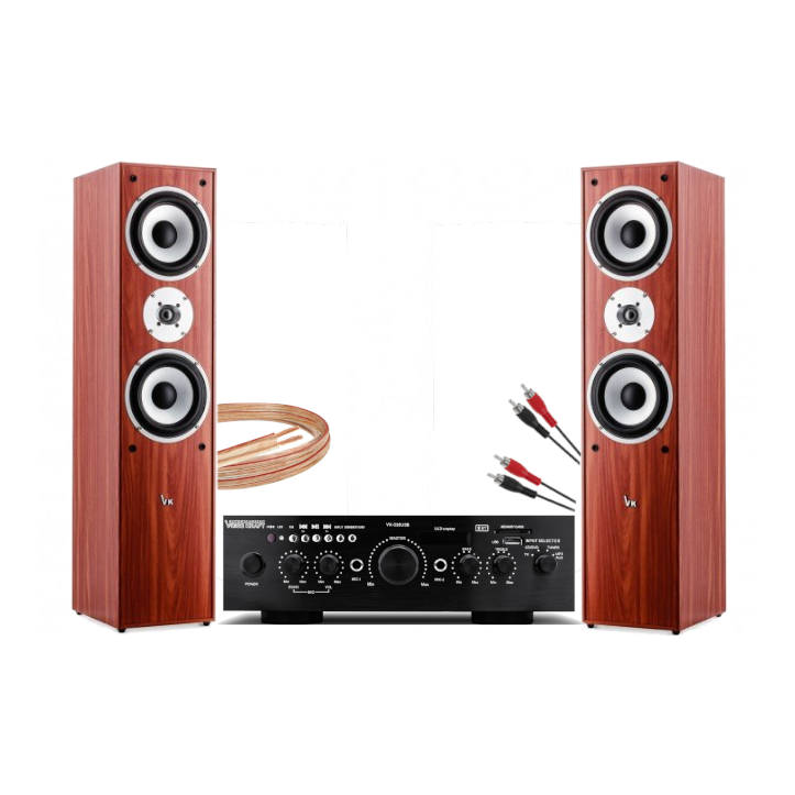 Nagłośnienie Zestaw Stereo Kolumny Wzmacniacz BT USB SD + pilot