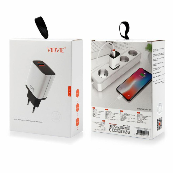 Ładowarka sieciowa VIDVIE PLE215 1.2A 1xUSB + kabel iPhone