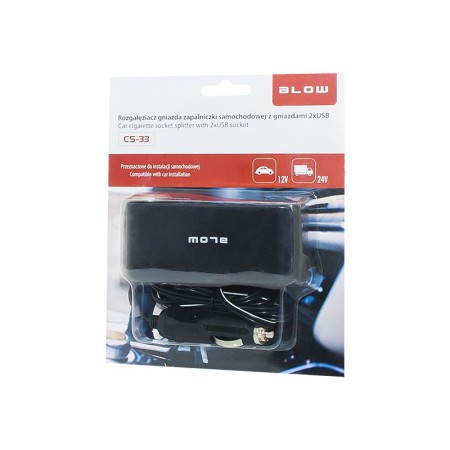 Rozgałęźnik Zapalniczki samochodowej 1xWT/3xGN + USB CS-33