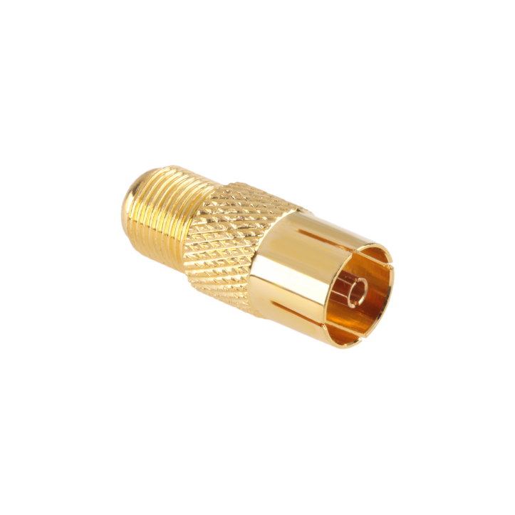 Złącze gniazdo TV - gniazdo F złote