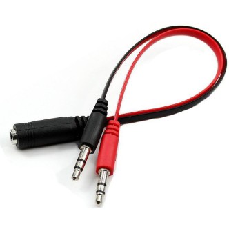 Adapter 1 x żeński 3.5mm jack - 2 x męski 3.5mm jack słuchawki + mikrofon