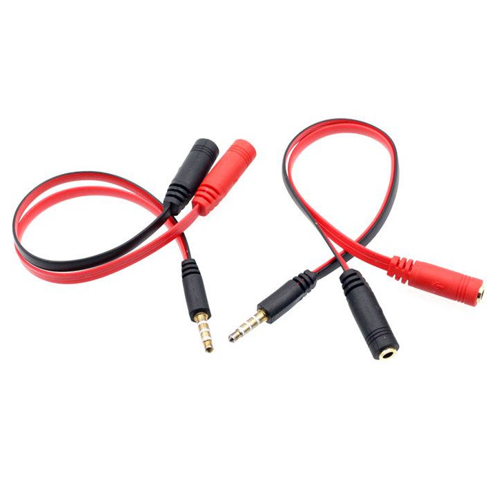 Adapter 1 x męski 3.5mm jack - 2 x żeński 3.5mm jack słuchawki + mikrofon