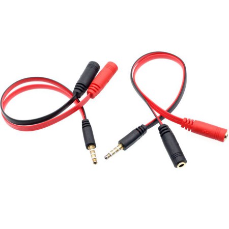 Adapter 1 x męski 3.5mm jack - 2 x żeński 3.5mm jack słuchawki + mikrofon