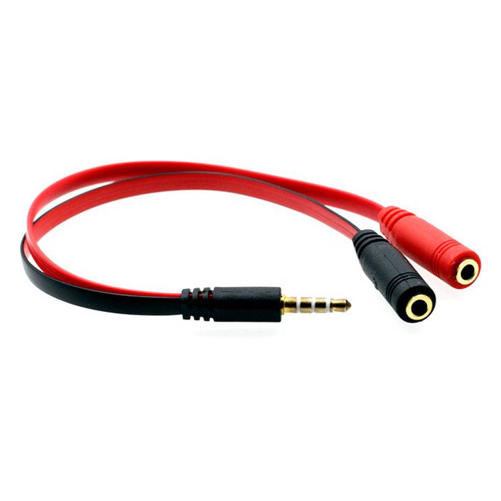 Adapter 1 x męski 3.5mm jack - 2 x żeński 3.5mm jack słuchawki + mikrofon