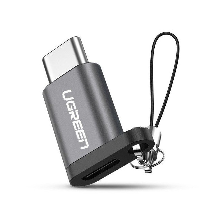 Ugreen adapter przejściówka z micro USB na USB Typ C z zawieszką szary