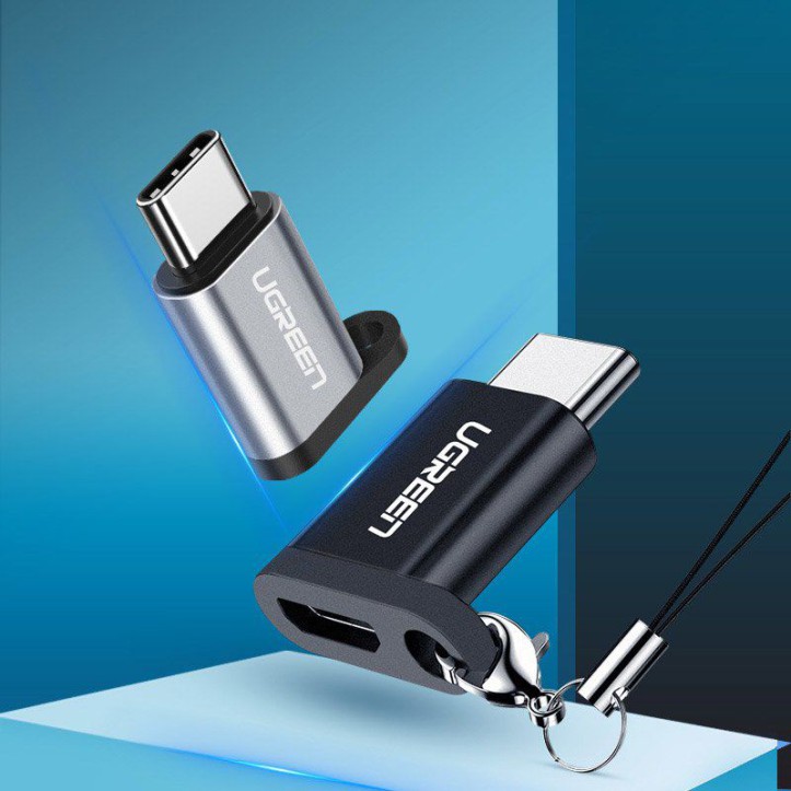 Ugreen adapter przejściówka z micro USB na USB Typ C z zawieszką szary