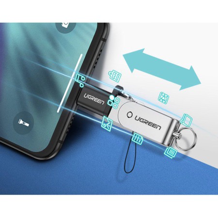 Ugreen adapter przejściówka z micro USB na USB Typ C z zawieszką szary