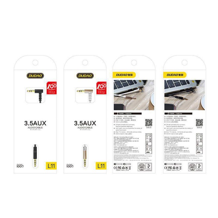 Dudao kątowy kabel przewód AUX mini jack 3.5mm 1m