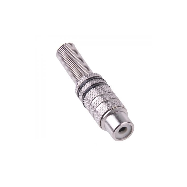 Gniazdo RCA nikiel 2 paski na kabel czarne