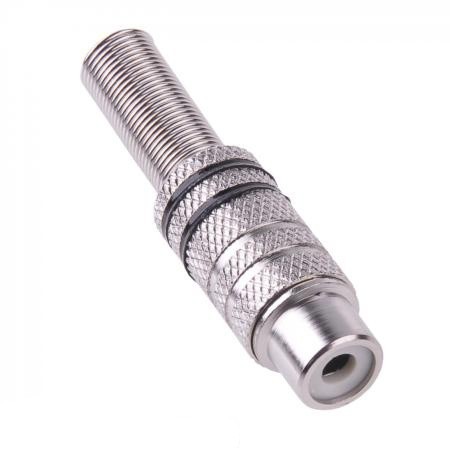 Gniazdo RCA nikiel 2 paski na kabel czarne