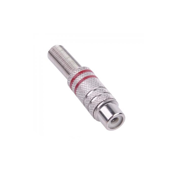 Gniazdo RCA nikiel 2 paski na kabel czerwone