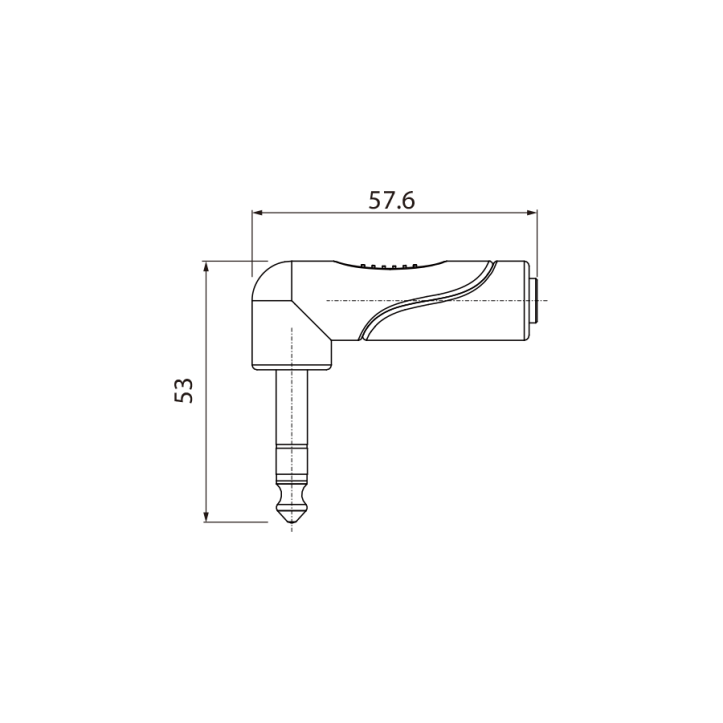 Redukcja przejściówka Wtyk Jack 6.3mm Stereo do Gniazdo Kątowe Jack 6.3mm Stereo