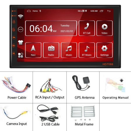 Radio 2DIN Android 11 2 GB GPS WiFi USB 4x45W