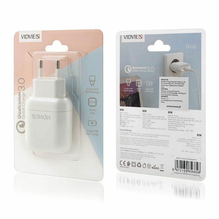 Ładowarka Sieciowa Vidvie CE11Q 1XUSB 2.4A biała