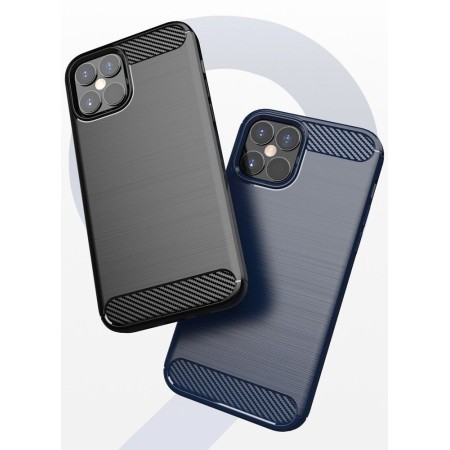Carbon Case elastyczne etui pokrowiec iPhone 12 Pro / iPhone 12 niebieski