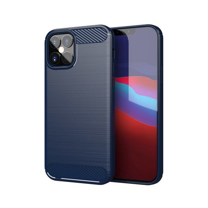 Carbon Case elastyczne etui pokrowiec iPhone 12 Pro Max niebieskie