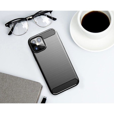 Carbon Case elastyczne etui pokrowiec iPhone 12 Pro Max niebieskie