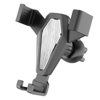 Grawitacyjny uchwyt samochodowy do smartfona na kratkę srebrny