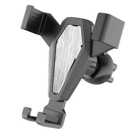 Grawitacyjny uchwyt samochodowy do smartfona na kratkę srebrny