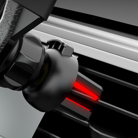 Grawitacyjny uchwyt samochodowy do smartfona na kratkę srebrny