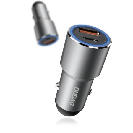 Dudao ładowarka samochodowa USB / USB Typ C Power Delivery Quick Charge 22,5 W szary