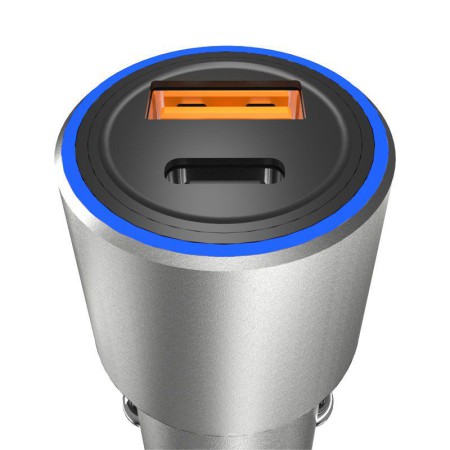 Dudao ładowarka samochodowa USB / USB Typ C Power Delivery Quick Charge 22,5 W szary