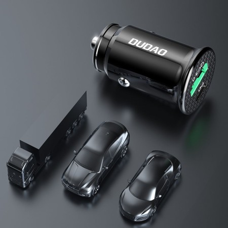 Dudao szybka ładowarka samochodowa USB Typ C PD / USB QC3.0 3A czarna