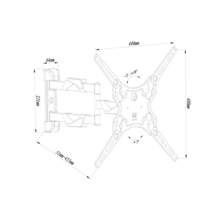 Uchwyt TV LCD HQ 13"-55" TYP X z przegubem