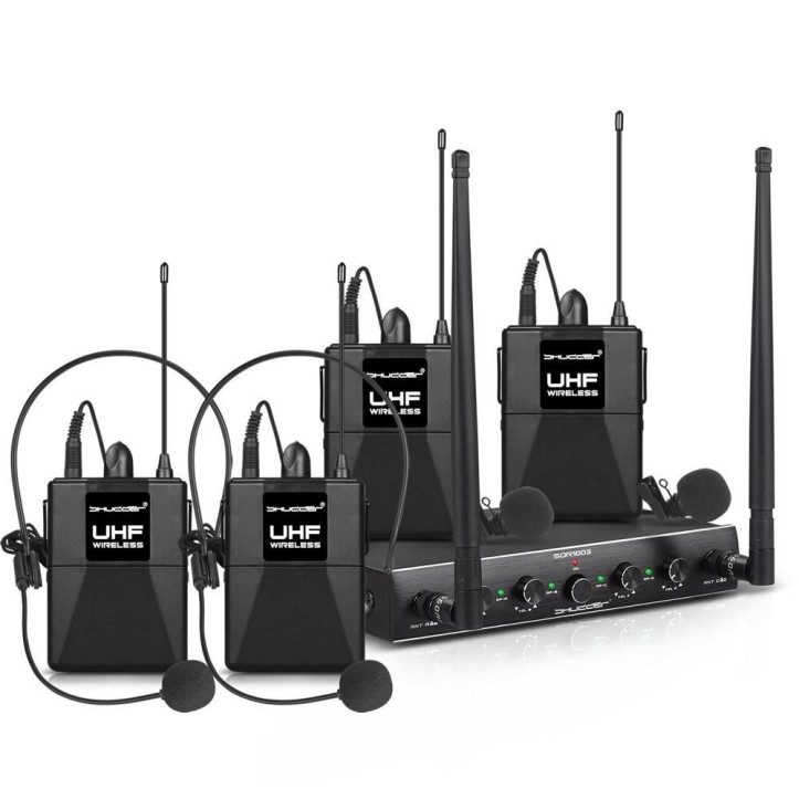 Mikrofony bezprzewodowe Shudder SDR1004 4 mikroporty typu bodypack z akcesoriami