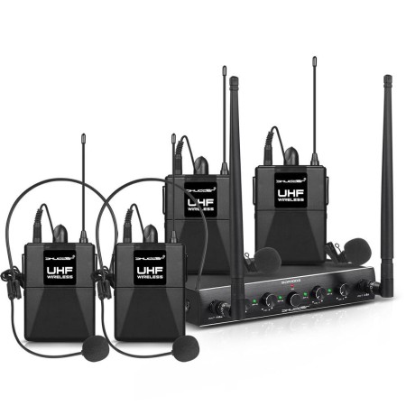 Mikrofony bezprzewodowe Shudder SDR1004 4 mikroporty typu bodypack z akcesoriami