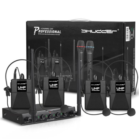 Mikrofony bezprzewodowe Shudder SDR1004 4 mikroporty typu bodypack z akcesoriami
