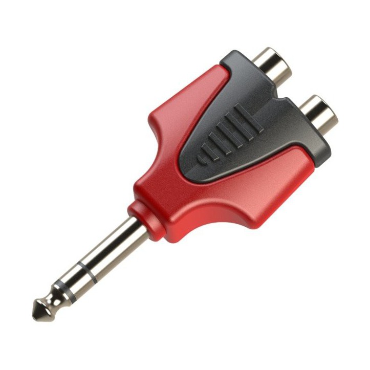 Redukcja przejściówka wtyku 1 x 6.3mm stereo do 2 x RCA żeńska Roxtone