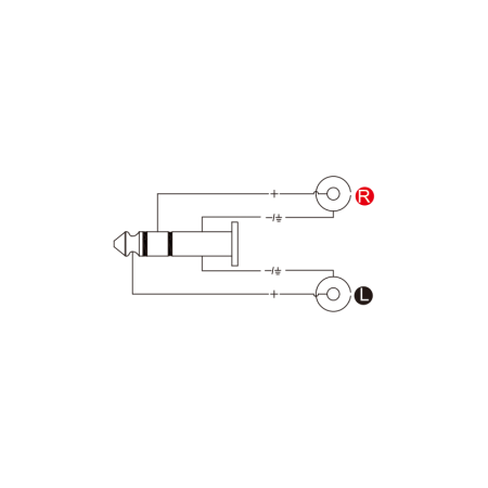 Redukcja przejściówka wtyku 1 x 6.3mm stereo do 2 x RCA żeńska Roxtone
