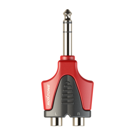 Redukcja przejściówka wtyku 1 x 6.3mm stereo do 2 x RCA żeńska Roxtone